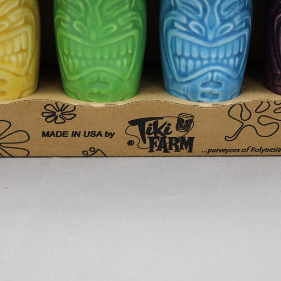 Vintage Tiki Mug Set - Dinky Tiki Shot Glasses by TikiFarm - Ceramic 4 Pack - Picture 5 of 7